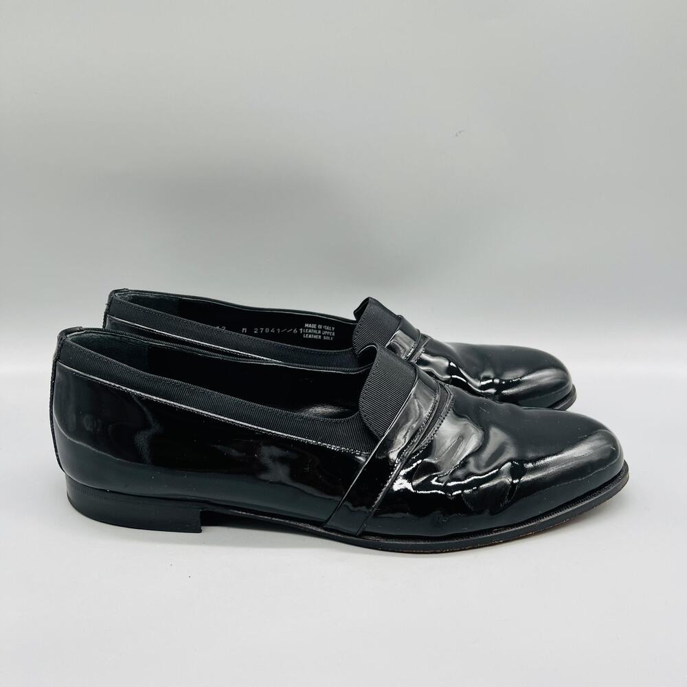 Bostonian Shoes Mens 12 Black Patent Leather Florentine Loafer Made Italy Vtg